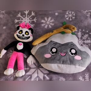 Charming Stuffed Animal Duo with Pink and Black Accents